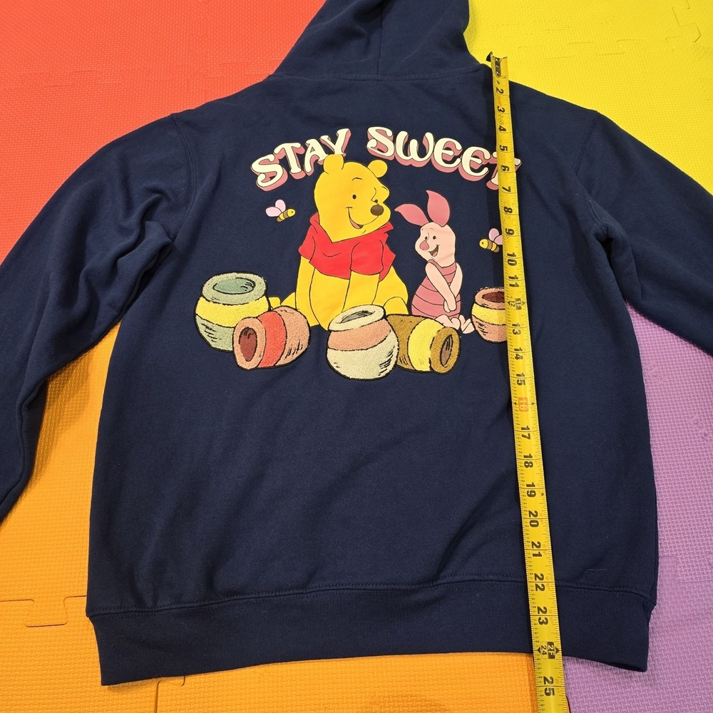 Disney Winnie the Pooh "Stay Sweet" Hoodie Navy Blue Kids Size M (8-10) Fleece - Picture 1 of 7